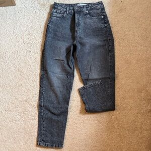 Zara Washed Charcoal High-Rise Straight Jeans